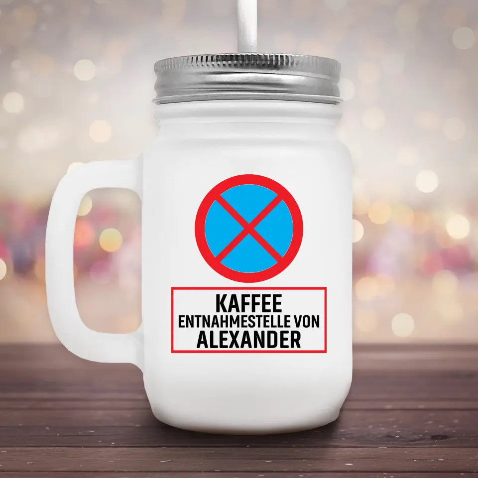 Kaffee Entnahmestelle - Marmeladenglas