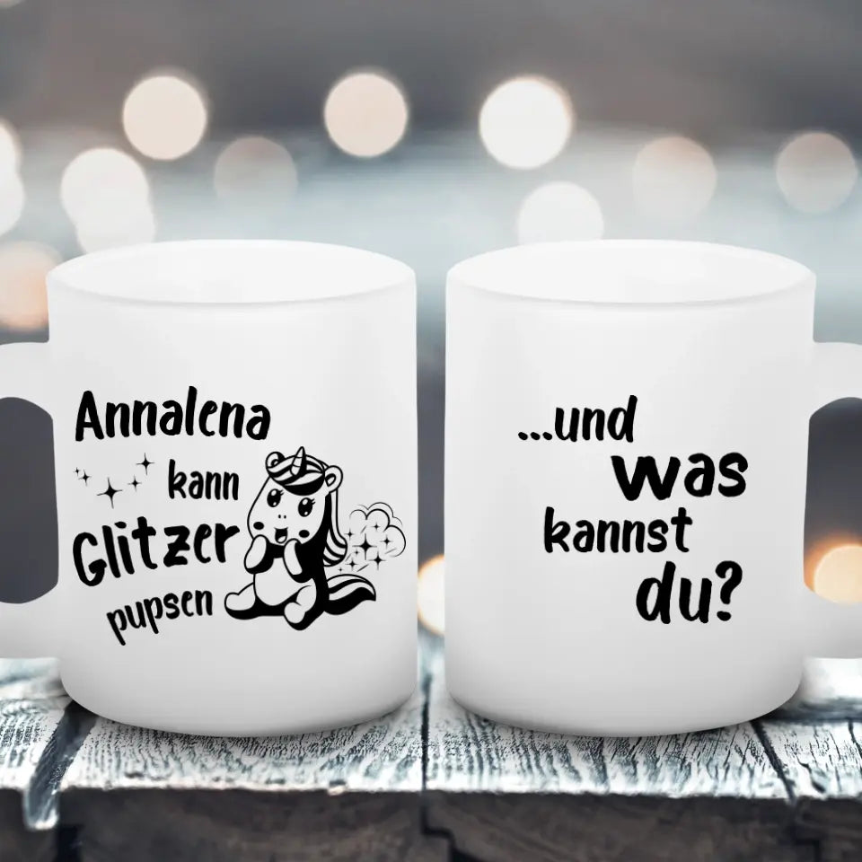 Glitzer Pupsen - Satinierte Tasse