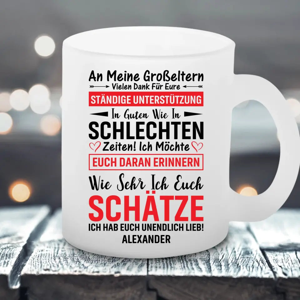 An Meine Großeltern - Satinierte Tasse