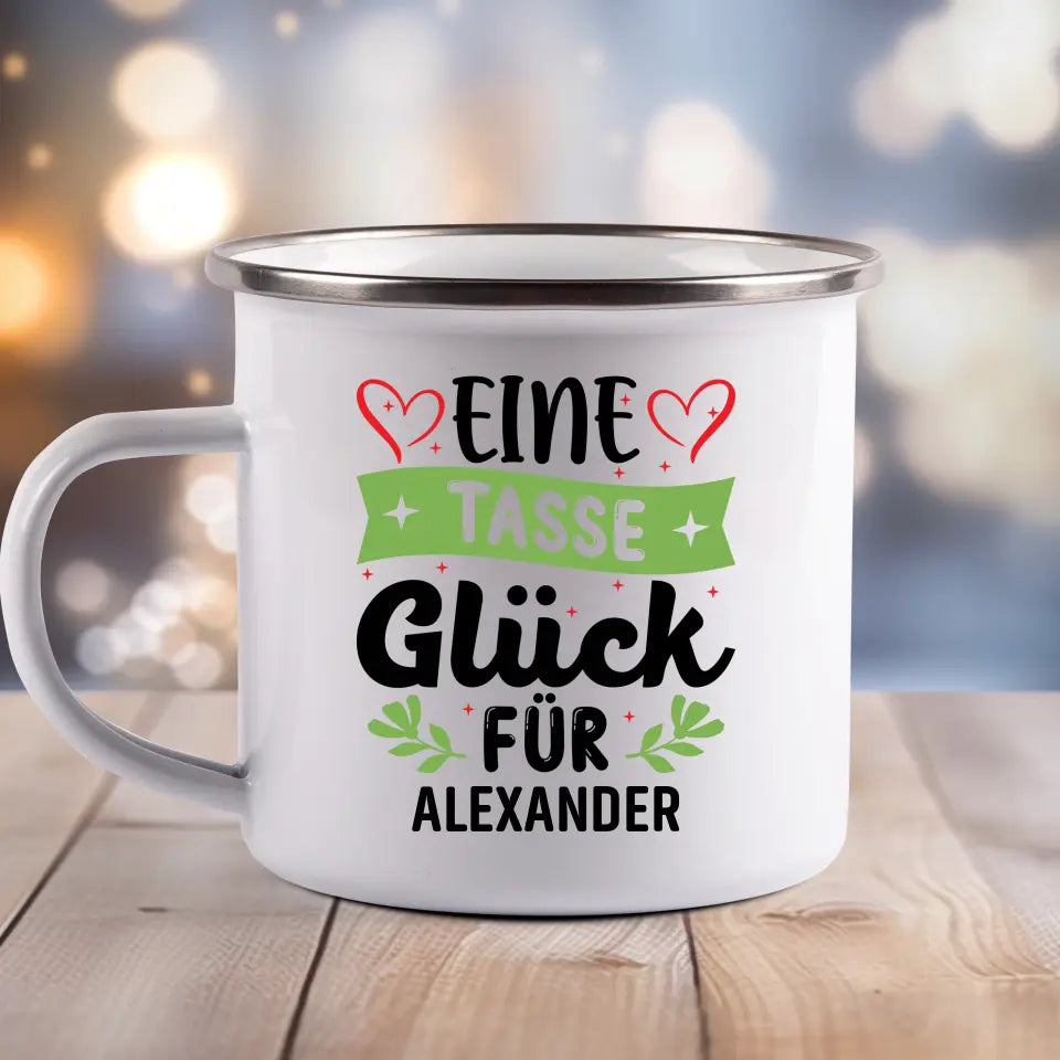 Eine Tasse Glück - Emaille Tasse
