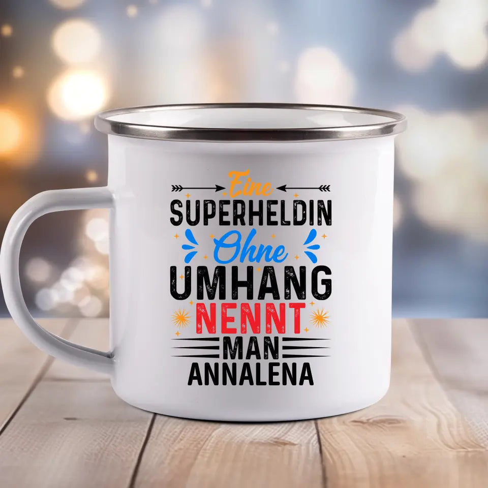 Superheldin - Emaille Tasse