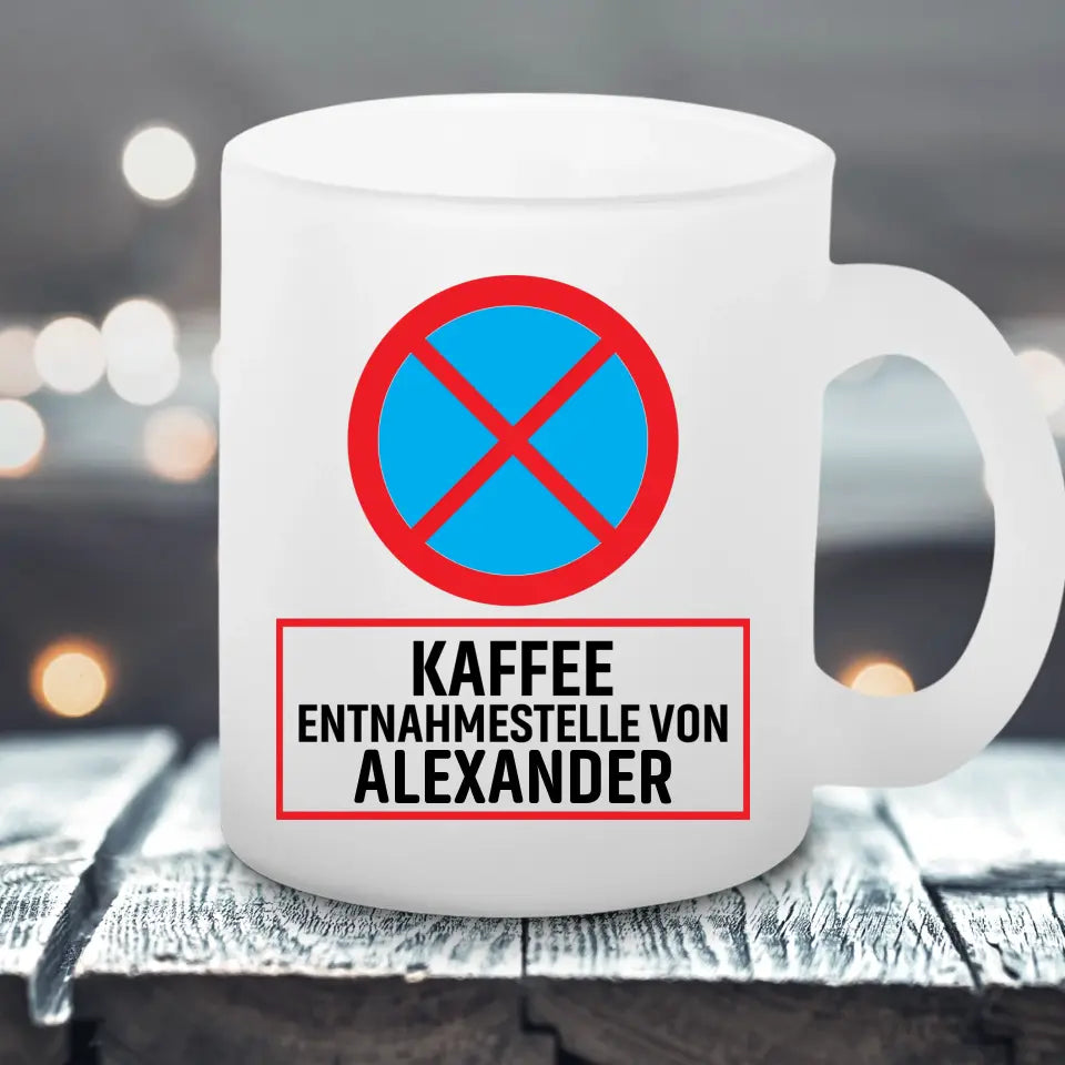 Kaffee Entnahmestelle - Satinierte Tasse