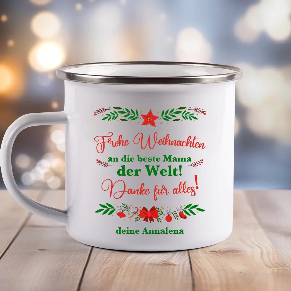 Frohe Weihnachten Mama - Emaille Tasse