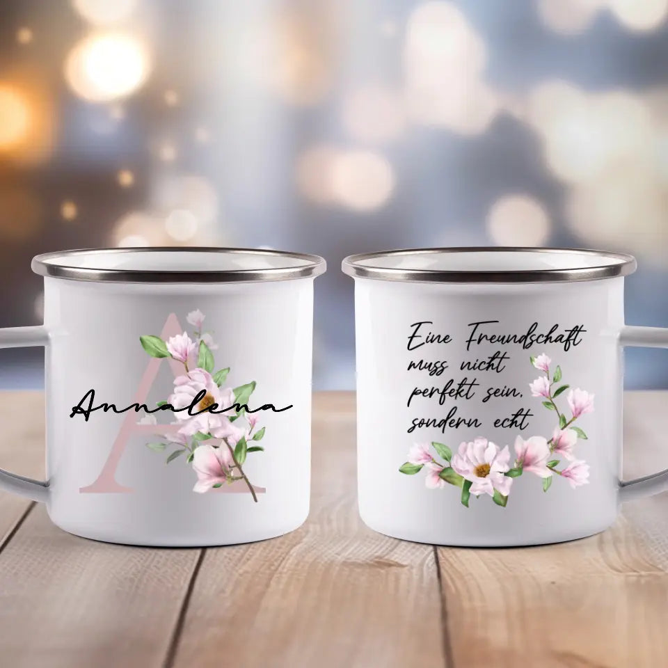 Name Blumen - Emaille Tasse