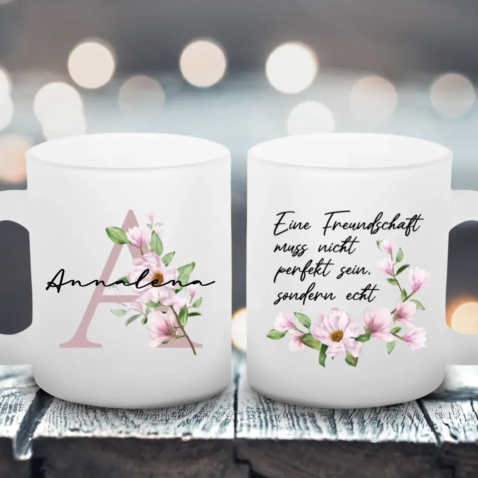 Blumen Name - satinierte Tasse