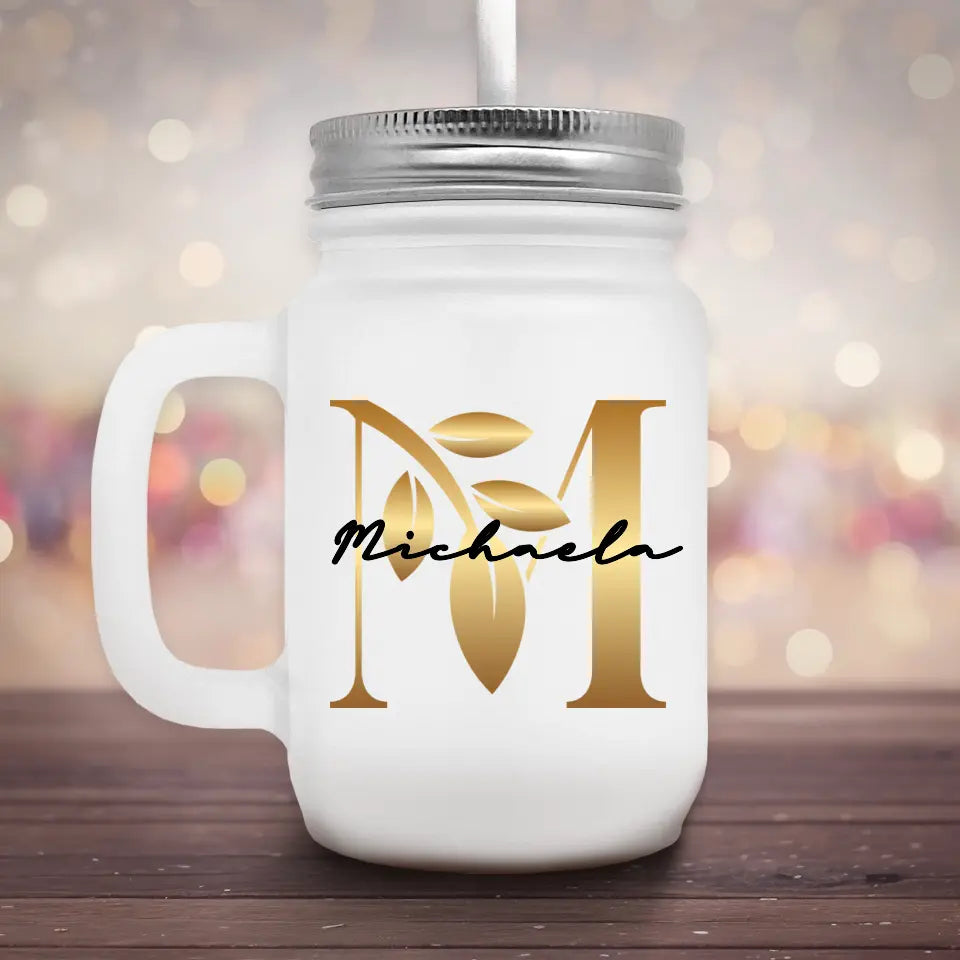 Goldener Name - Marmeladenglas