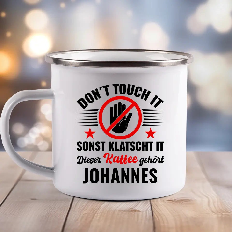 Klatscht It - Emaille Tasse