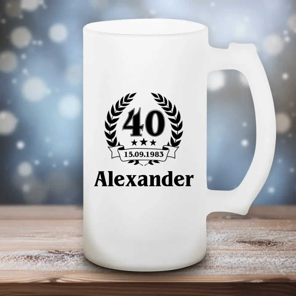 Name - Satiniertes Bierglas