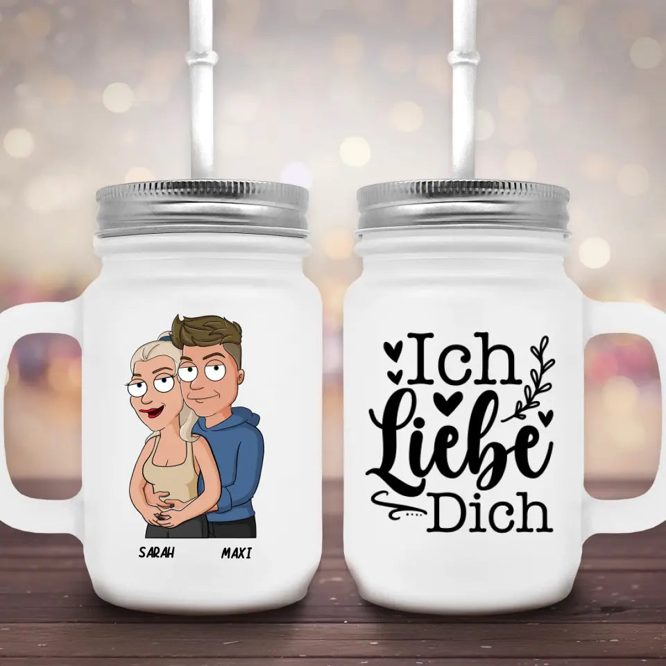 Cartoon Couple Umarmung Marmeladenglas