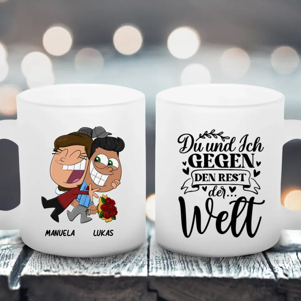 Cartoon Couple 3 - Satinierte Tasse