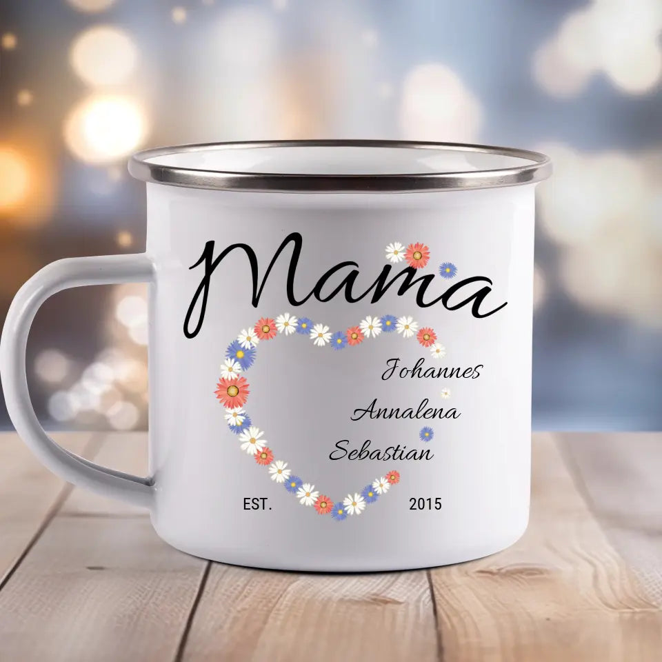 Mama Blumenherz - Emaille Tasse