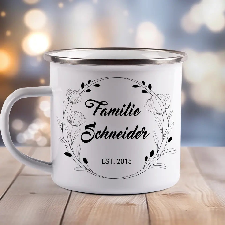 Familienkranz - Emaille Tasse