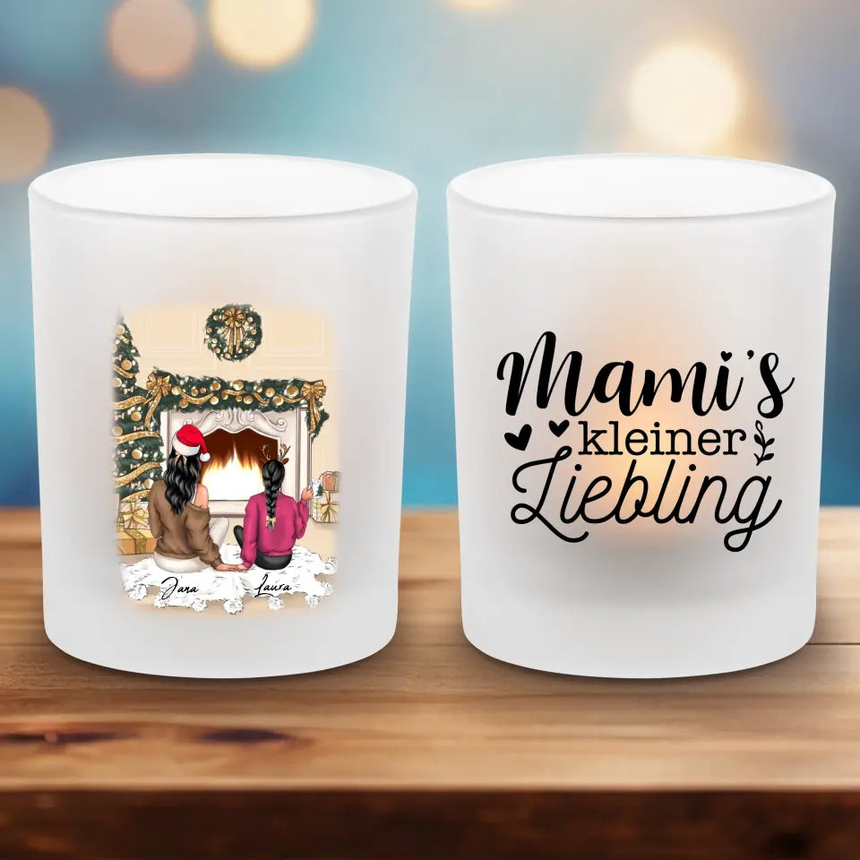 Mutter und Tochter Weihnachten - Teelicht satiniert