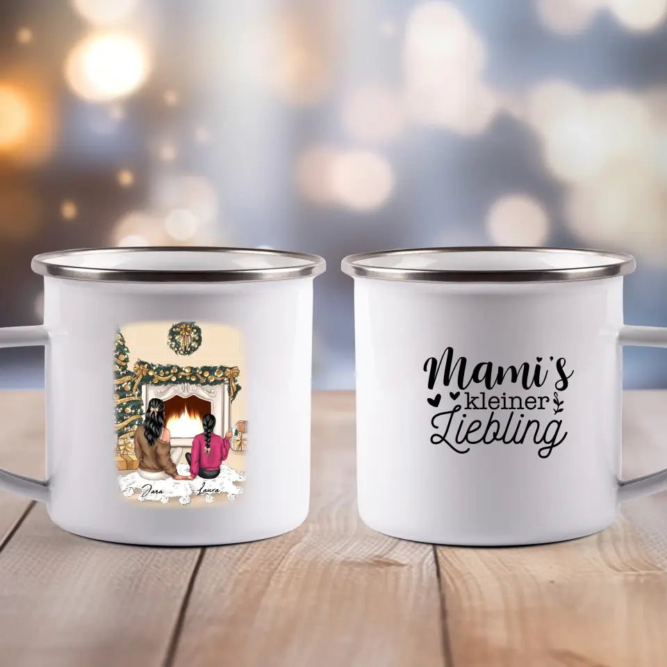 Mutter und Tochter Weihnachten - Emaille Tasse