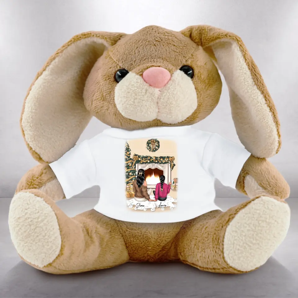 Mutter und Tochter Weihnachten - Plüschtier Hase