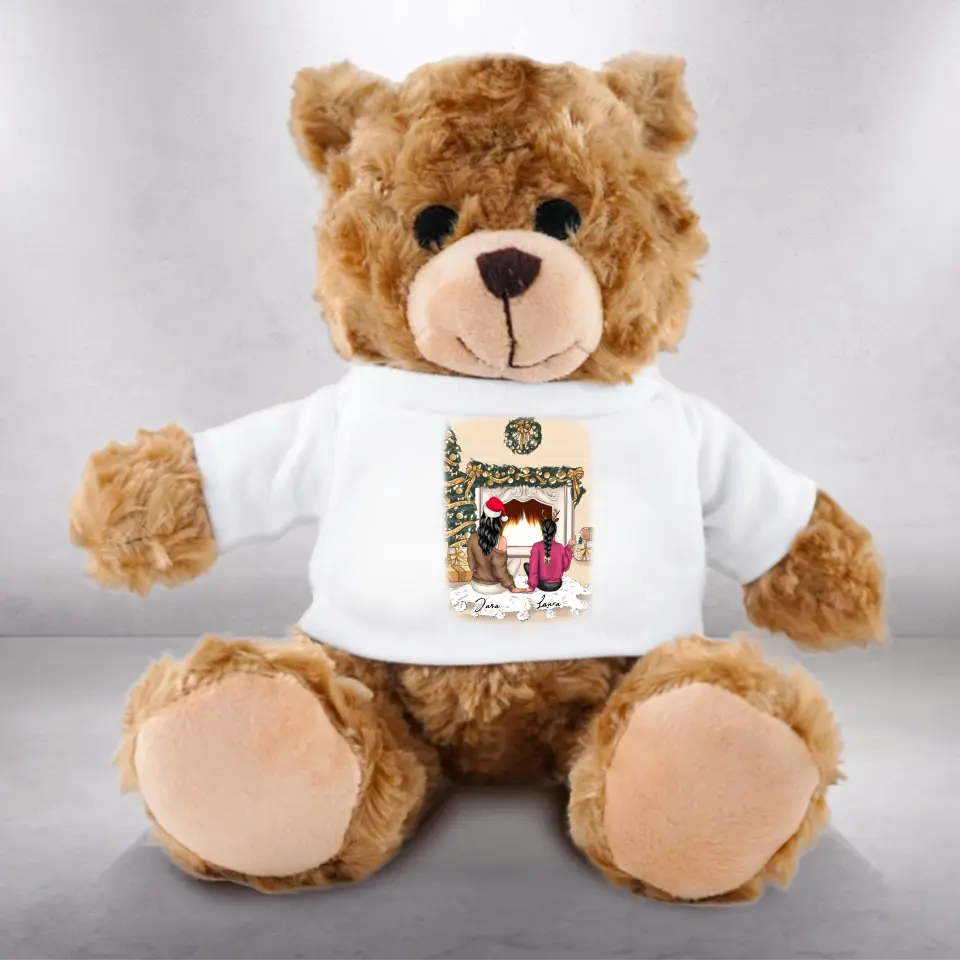 Mutter und Tochter Weihnachten - Plüschtier Teddy