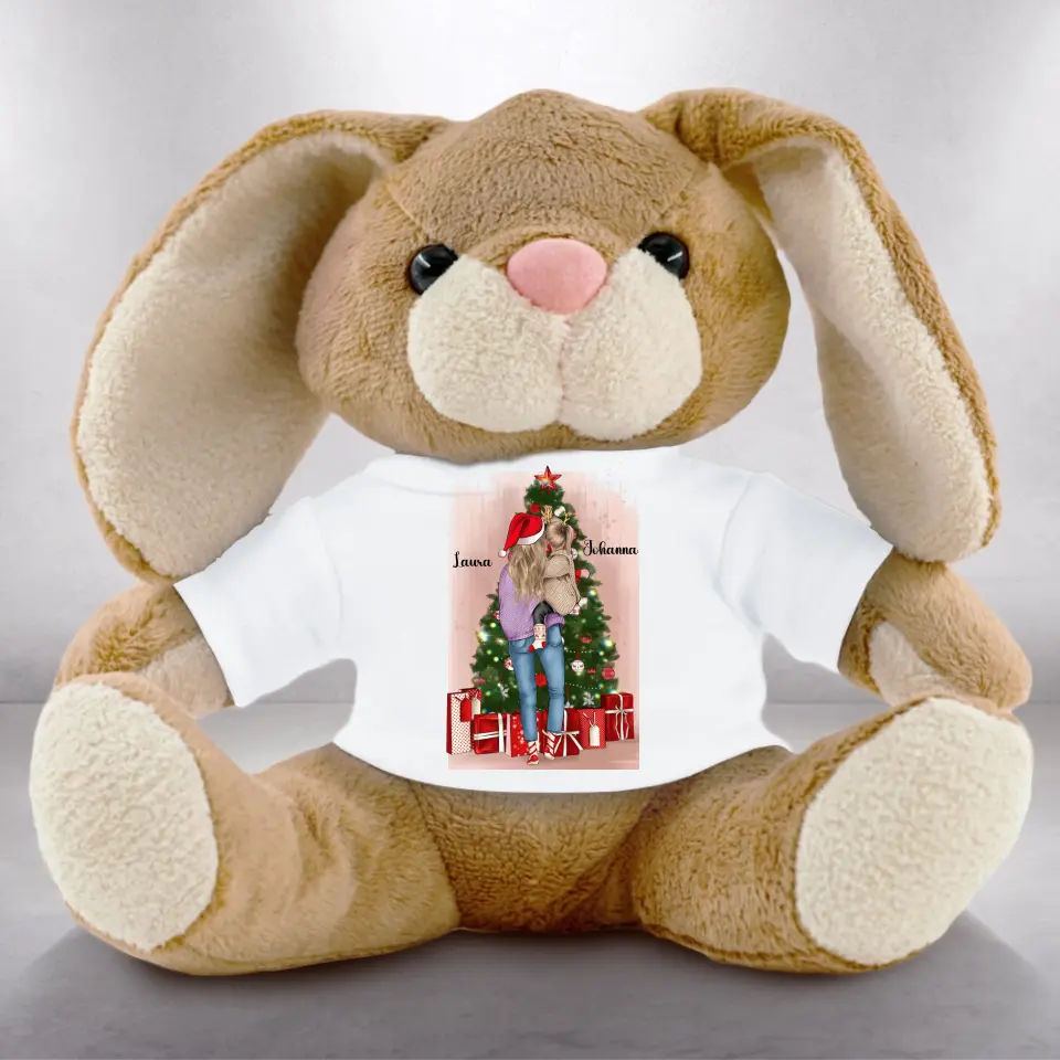 Mutter und Tochter Weihnachten - Plüschtier  Hase