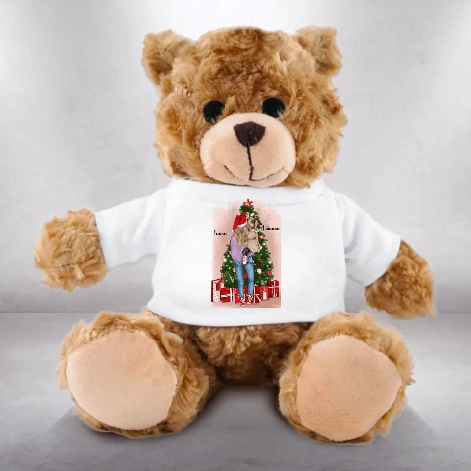 Mutter und Tochter Weihnachten - Plüschtier Teddy