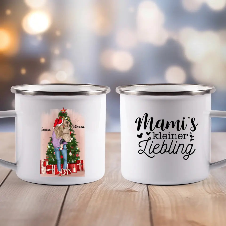 Mutter und Tochter Weihnachten - Emaille Tasse