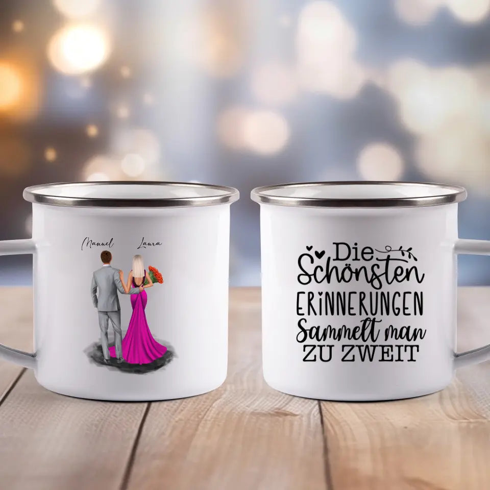 Schickes Paar - Emaille Tasse