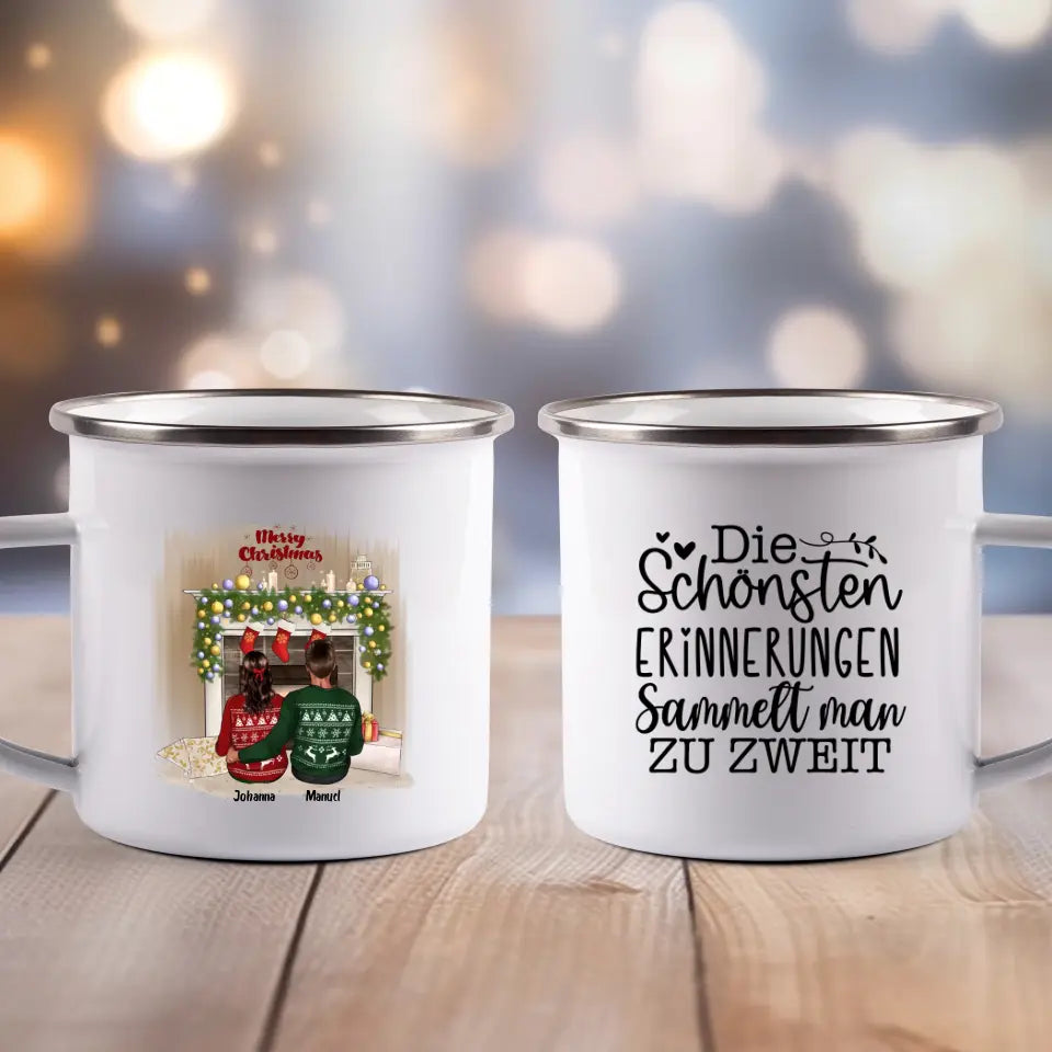 Süßes Paar Weihnachten - Emaille Tasse