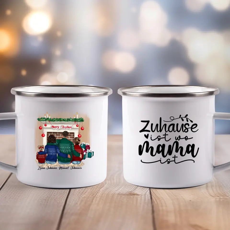 Familien Weihnachten - Emaille Tasse