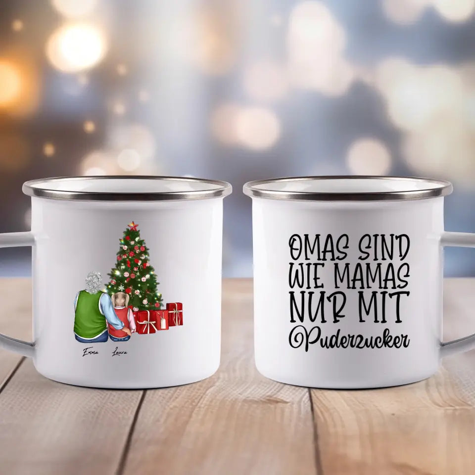 Oma und Enkel Weihnachten - Emaille Tasse