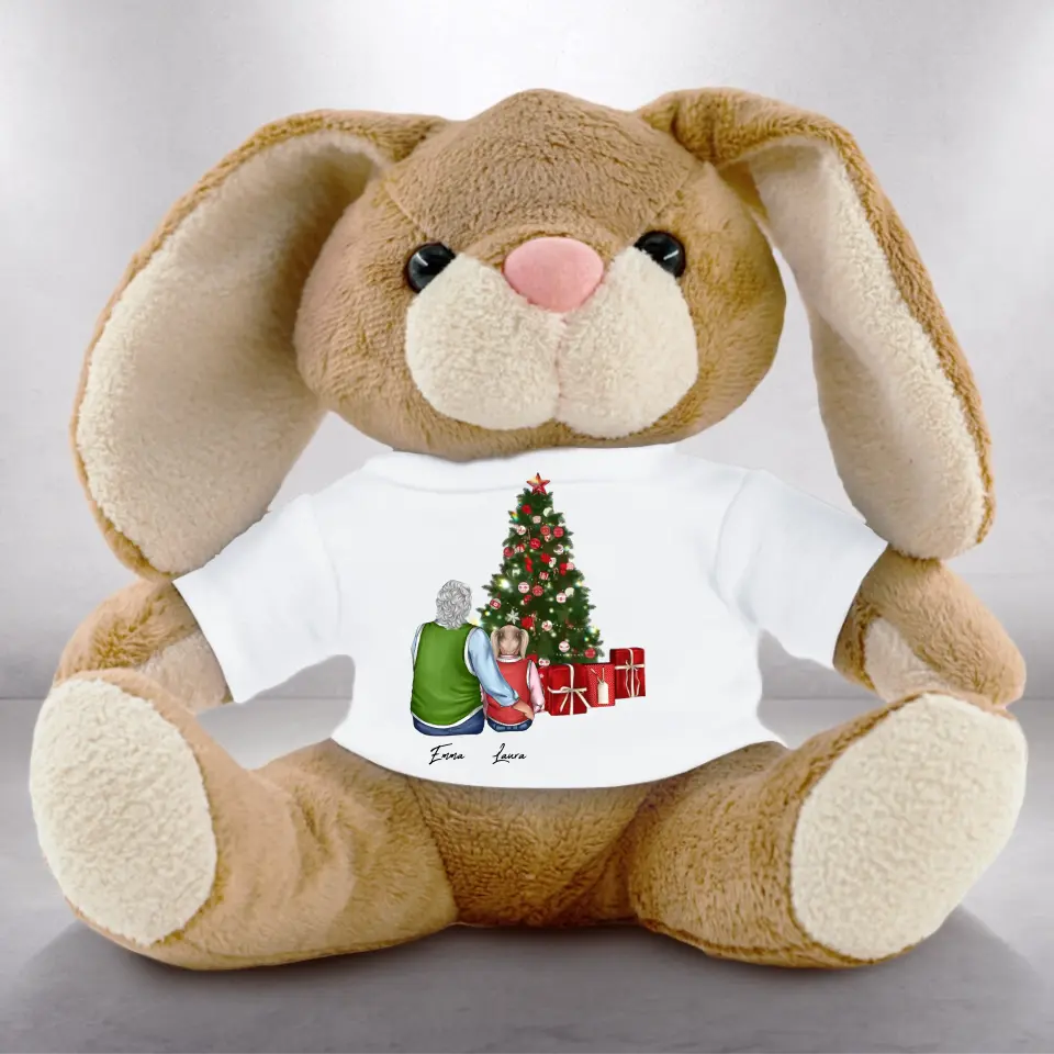 Oma und Enkel Weihnachten - Plüschtier Hase