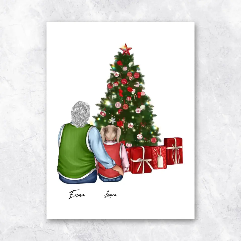Oma und Enkel Weihnachten - Poster