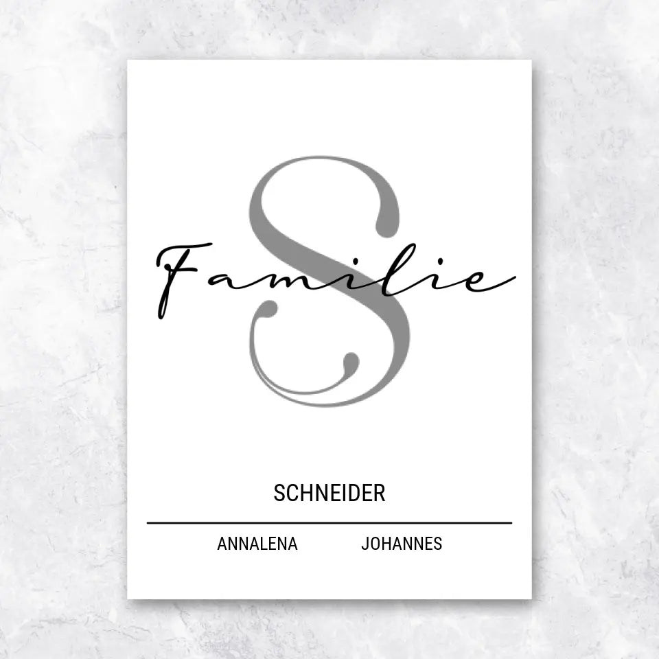 Familienname mit Buchstabe - Poster