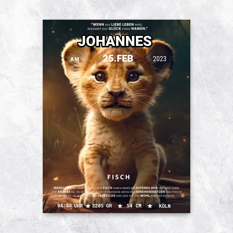 Baby Löwe Geburtsposter