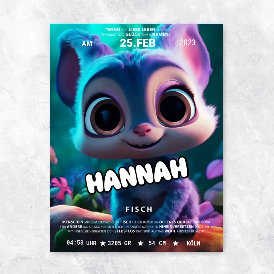 Lila Tier Geburtsposter