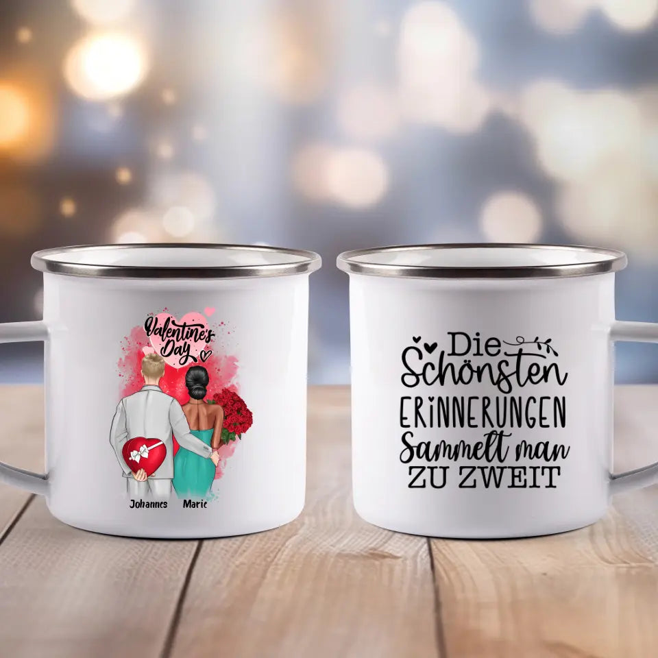 Valentinstag Paar - Emaille Tasse