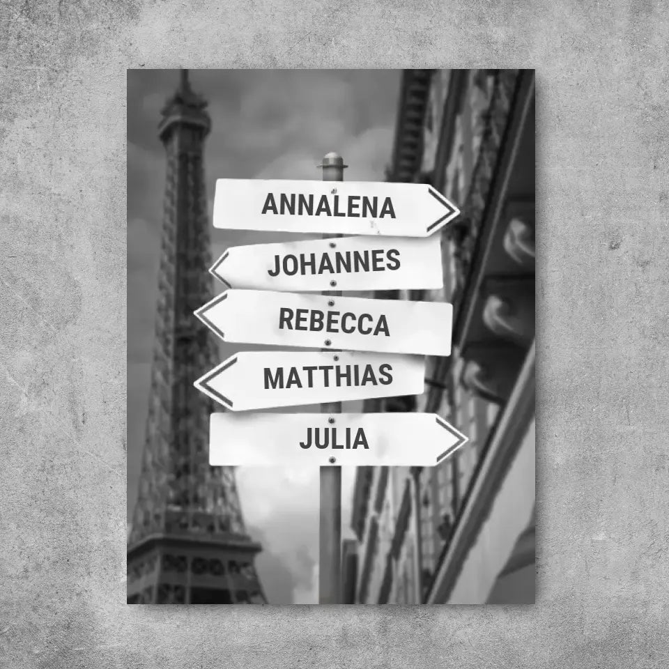 Familie Strassenschild - Leinwand