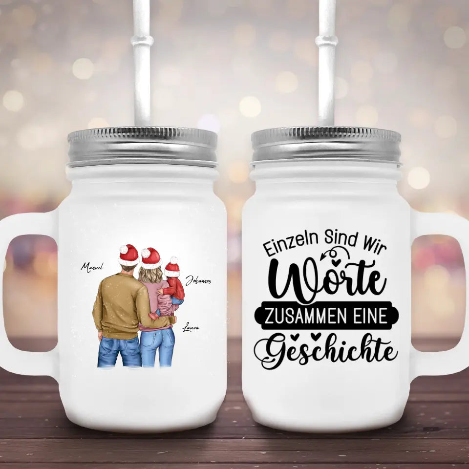 Familie im Winter - Marmeladenglas