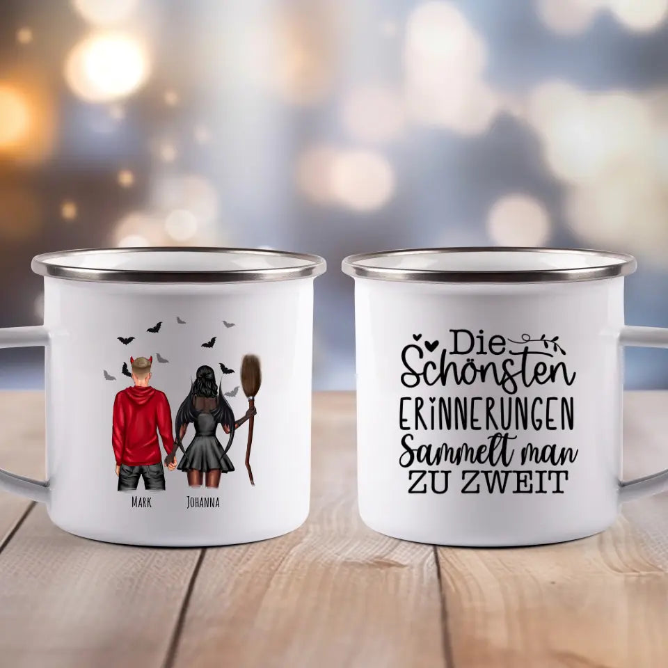 Halloween Paar - Emaille Tasse