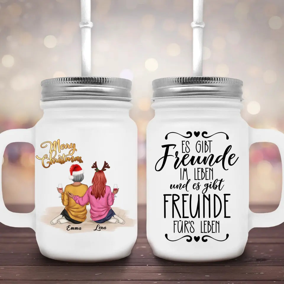 Freundinnen mit Drink Weihnachten - Marmeladenglas