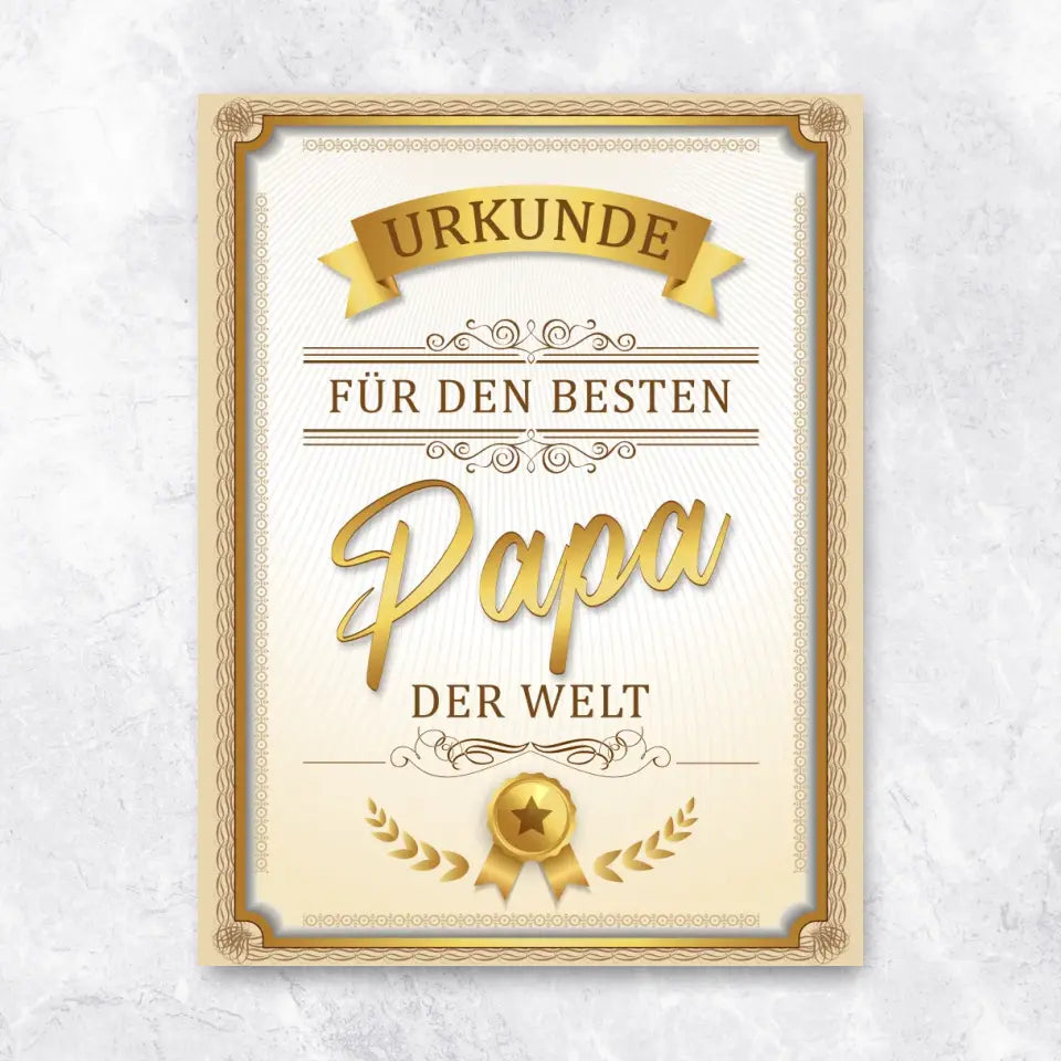 Bester Papa Urkunde - Poster