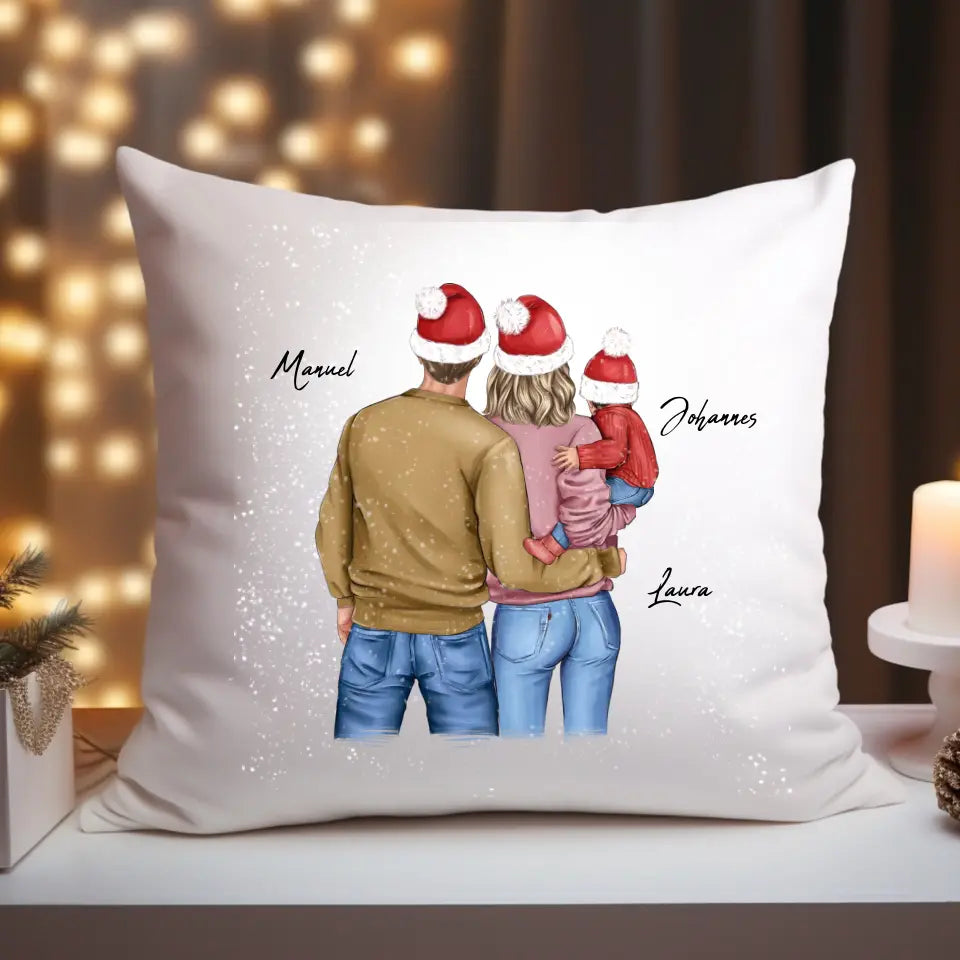 Familie im Winter - Kissen