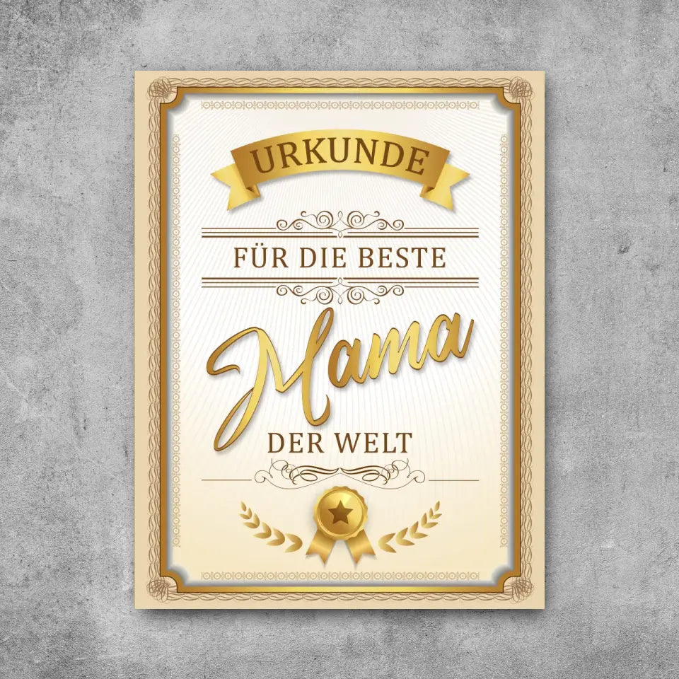 Beste Mama Urkunde - Leinwand