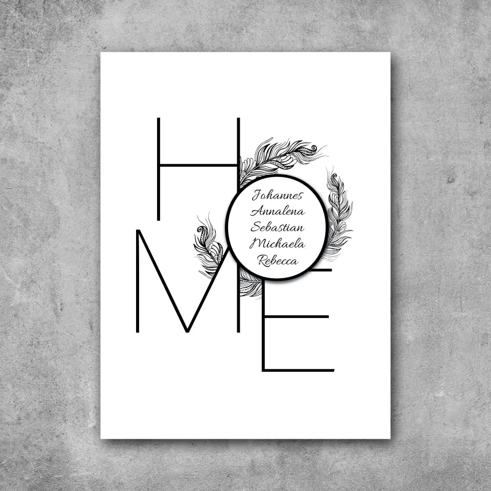 HOME & Familiennamen - Leinwand