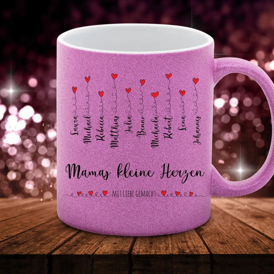 Kleine Herzen - Glitzertasse