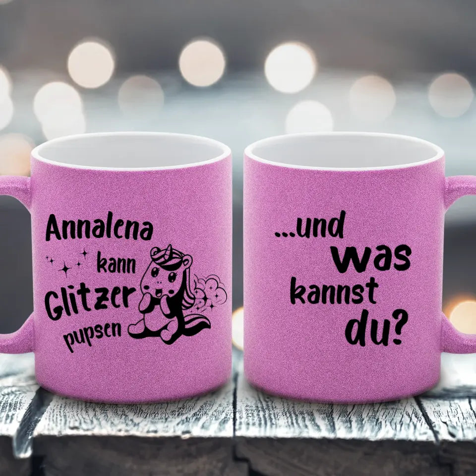 Einhorn pupsen - Glitzertasse