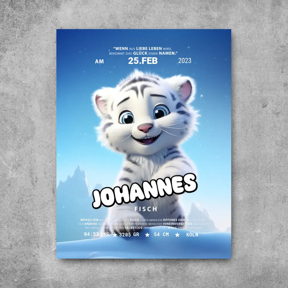 Baby Schneetiger - Leinwand