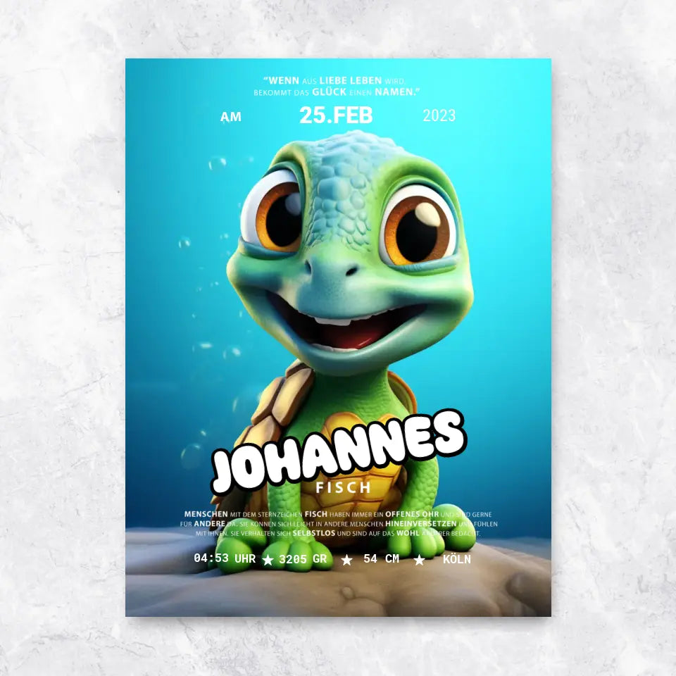 Baby Wasserschildkröte - Poster