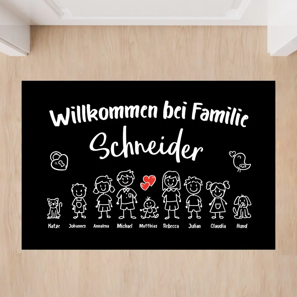 Familie Zeichnung - Fußmatte