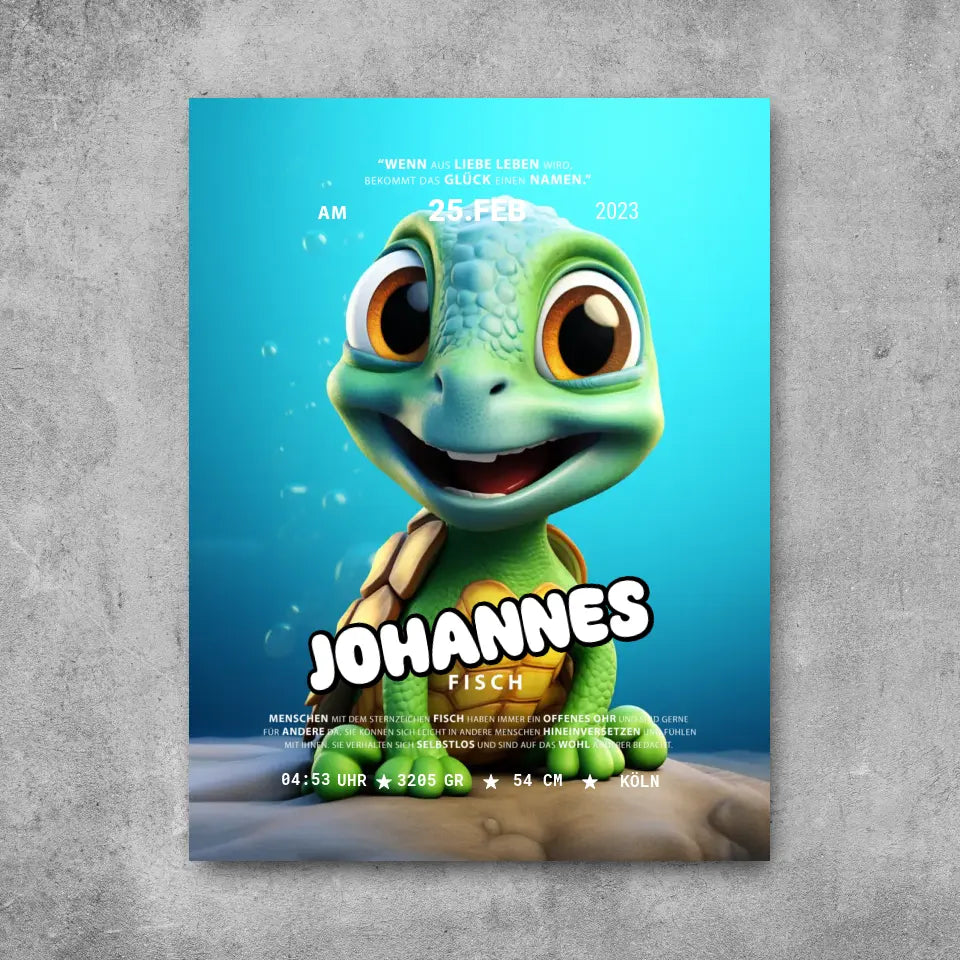 Baby Wasserschildkröte - Leinwand