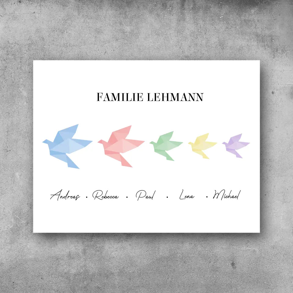 Origami Familie - Leinwand