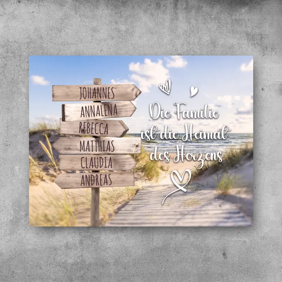 Familie Strand - Leinwand