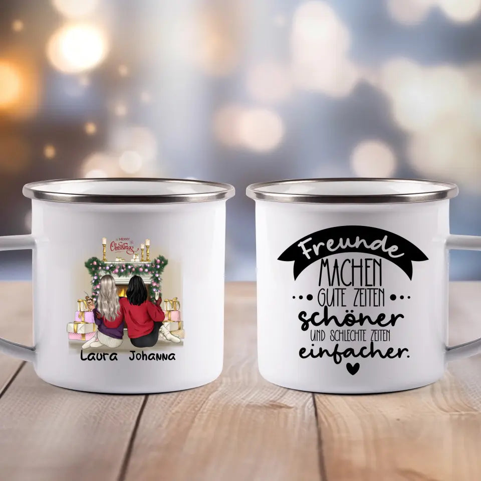 Beste Freundinnen Weihnachten - Emaille Tasse